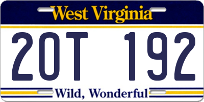WV license plate 2OT192