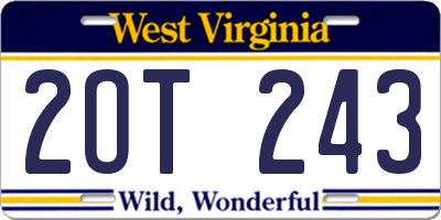 WV license plate 2OT243