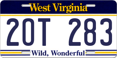 WV license plate 2OT283