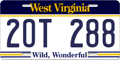 WV license plate 2OT288