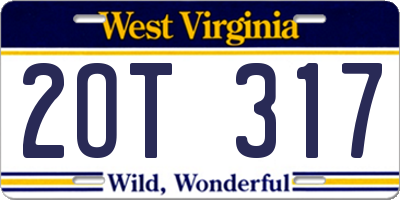 WV license plate 2OT317