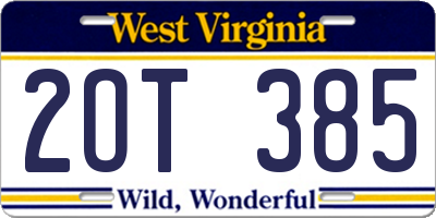 WV license plate 2OT385