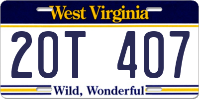 WV license plate 2OT407