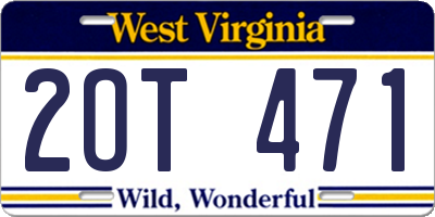 WV license plate 2OT471