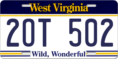WV license plate 2OT502