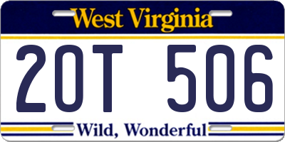 WV license plate 2OT506