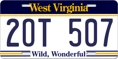 WV license plate 2OT507