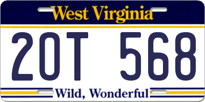 WV license plate 2OT568