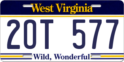 WV license plate 2OT577