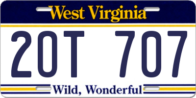 WV license plate 2OT707