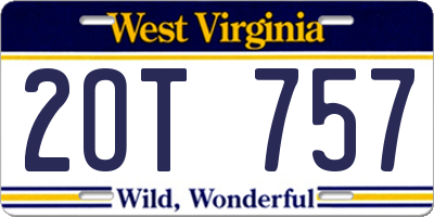 WV license plate 2OT757