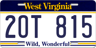 WV license plate 2OT815