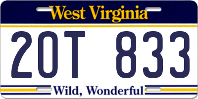 WV license plate 2OT833