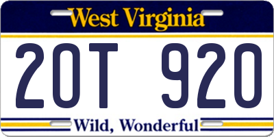 WV license plate 2OT920