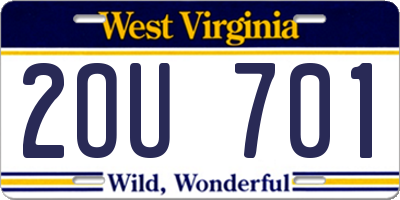 WV license plate 2OU701