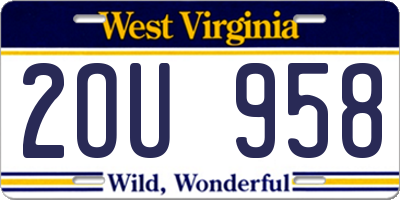 WV license plate 2OU958