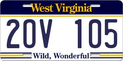 WV license plate 2OV105
