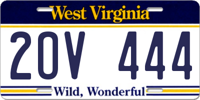 WV license plate 2OV444