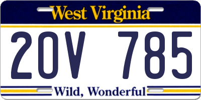 WV license plate 2OV785