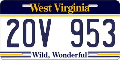 WV license plate 2OV953