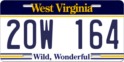 WV license plate 2OW164