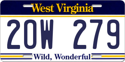 WV license plate 2OW279