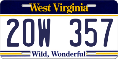 WV license plate 2OW357
