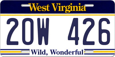 WV license plate 2OW426
