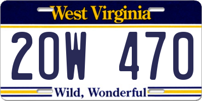WV license plate 2OW470