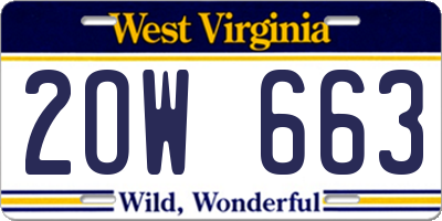 WV license plate 2OW663
