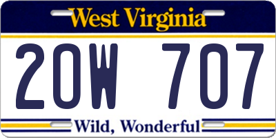 WV license plate 2OW707