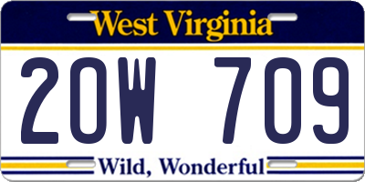 WV license plate 2OW709