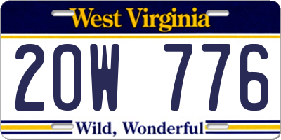WV license plate 2OW776