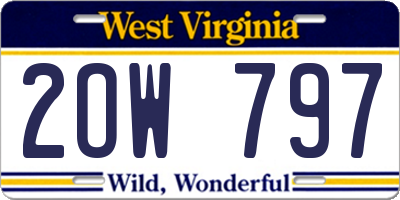 WV license plate 2OW797