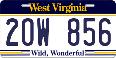 WV license plate 2OW856