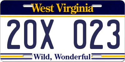 WV license plate 2OX023