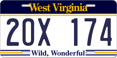 WV license plate 2OX174