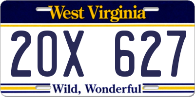 WV license plate 2OX627