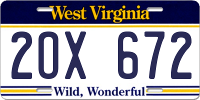 WV license plate 2OX672