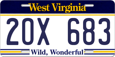 WV license plate 2OX683