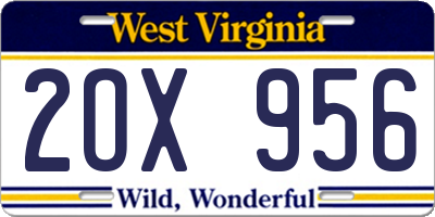 WV license plate 2OX956