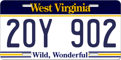WV license plate 2OY902