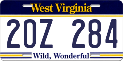WV license plate 2OZ284