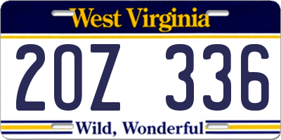 WV license plate 2OZ336