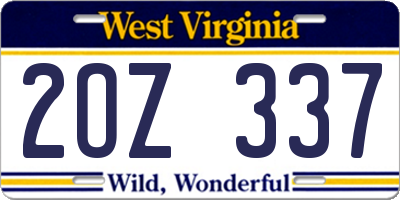 WV license plate 2OZ337