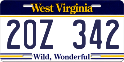 WV license plate 2OZ342