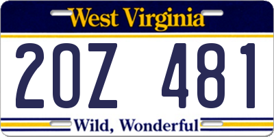 WV license plate 2OZ481