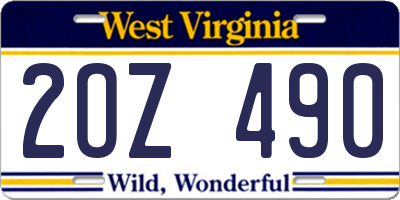 WV license plate 2OZ490