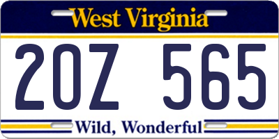 WV license plate 2OZ565