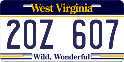 WV license plate 2OZ607
